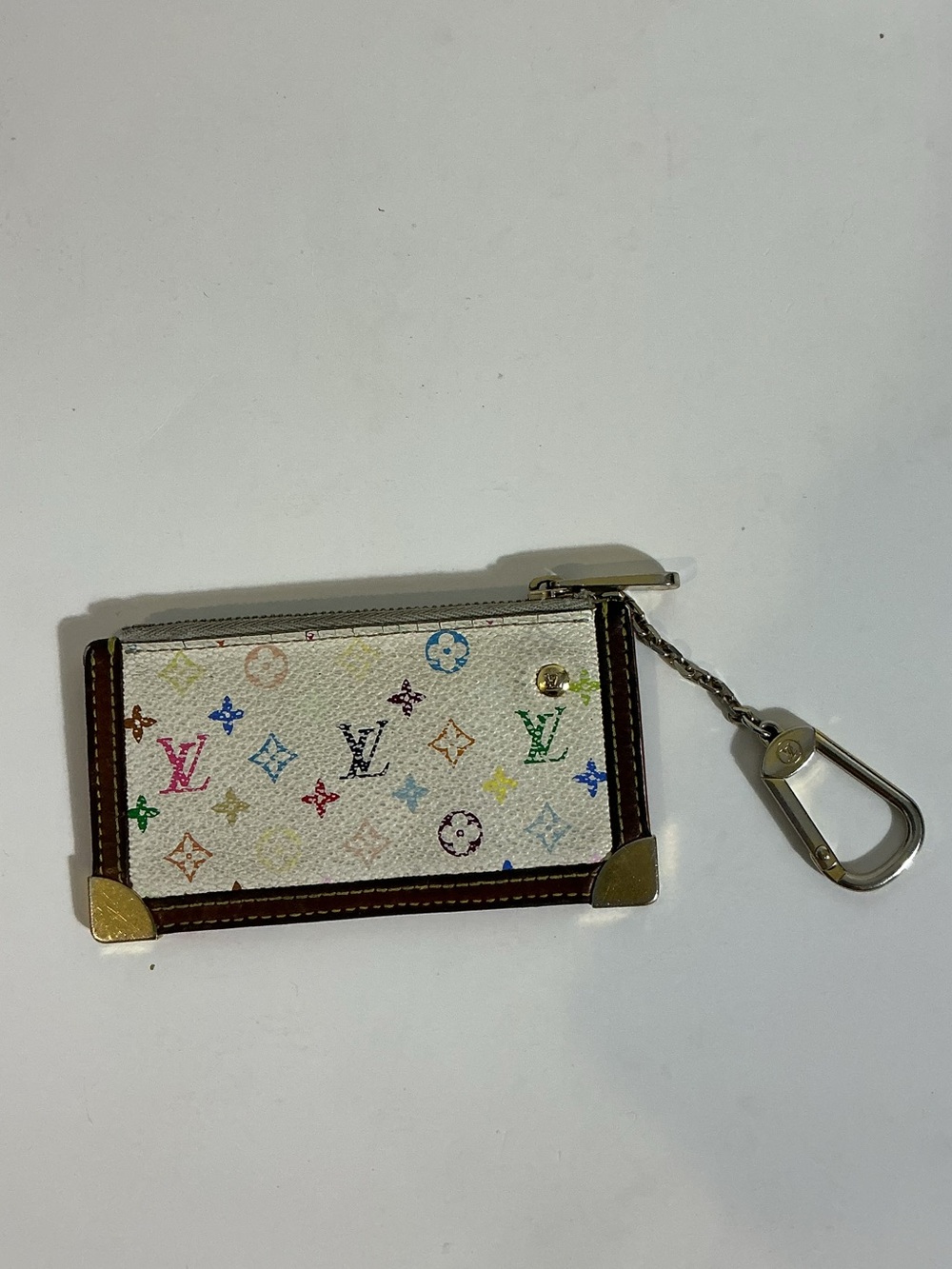 Louis Vuitton Multicolor Key Cles Coin Pouch White Murakami‎ Wallet